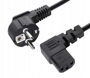 Kabel zasilający 3m EU C13 komputerowy kątowy