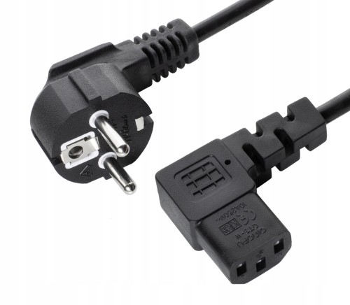 Kabel zasilający 3m EU C13 komputerowy kątowy