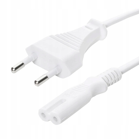 Kabel zasilający 3m EU C7 ósemka 2-PIN RTV AGD TV biały