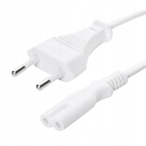 Kabel zasilający 1,2m EU C7 ósemka 2-PIN RTV AGD TV biały