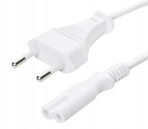 Kabel zasilający 1,8m EU C7 ósemka 2-PIN RTV AGD TV biały